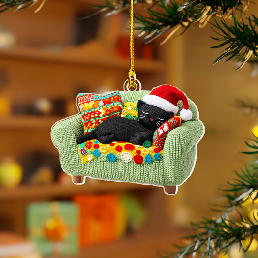 Shineful 2D Acrylic Ornament Christmas Wool Black Cat Collection