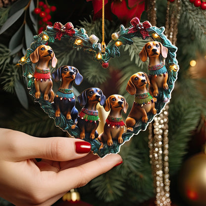 Shineful 2D Acrylic Ornament Dachshund Delight Christmas Heart