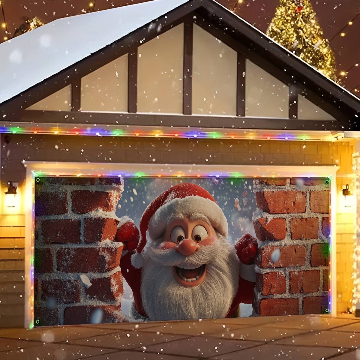 Shineful Garage Door Banner Decoration - Santa Surprise