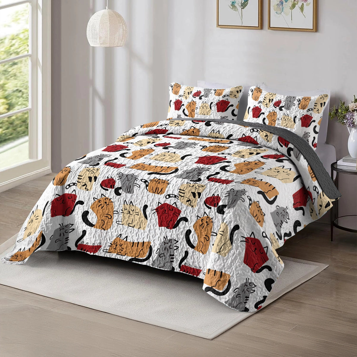 Shineful All Season Quilt 3-Piece Set Catnap Paradise