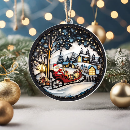 Shineful 2D Acrylic Ornament Santa's Midnight Sleigh Ride