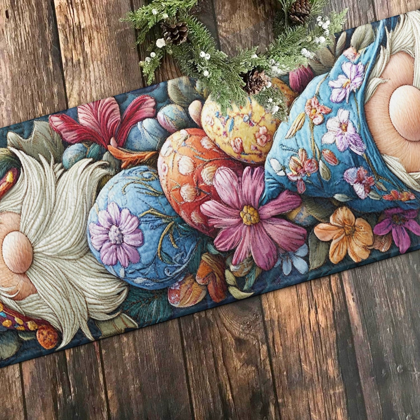 Shineful 2D Flat Print Quilted Table Runner - Easter Gnome