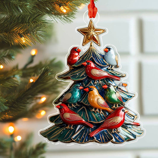 Shineful 2D Acrylic Ornament Bird Christmas Tree