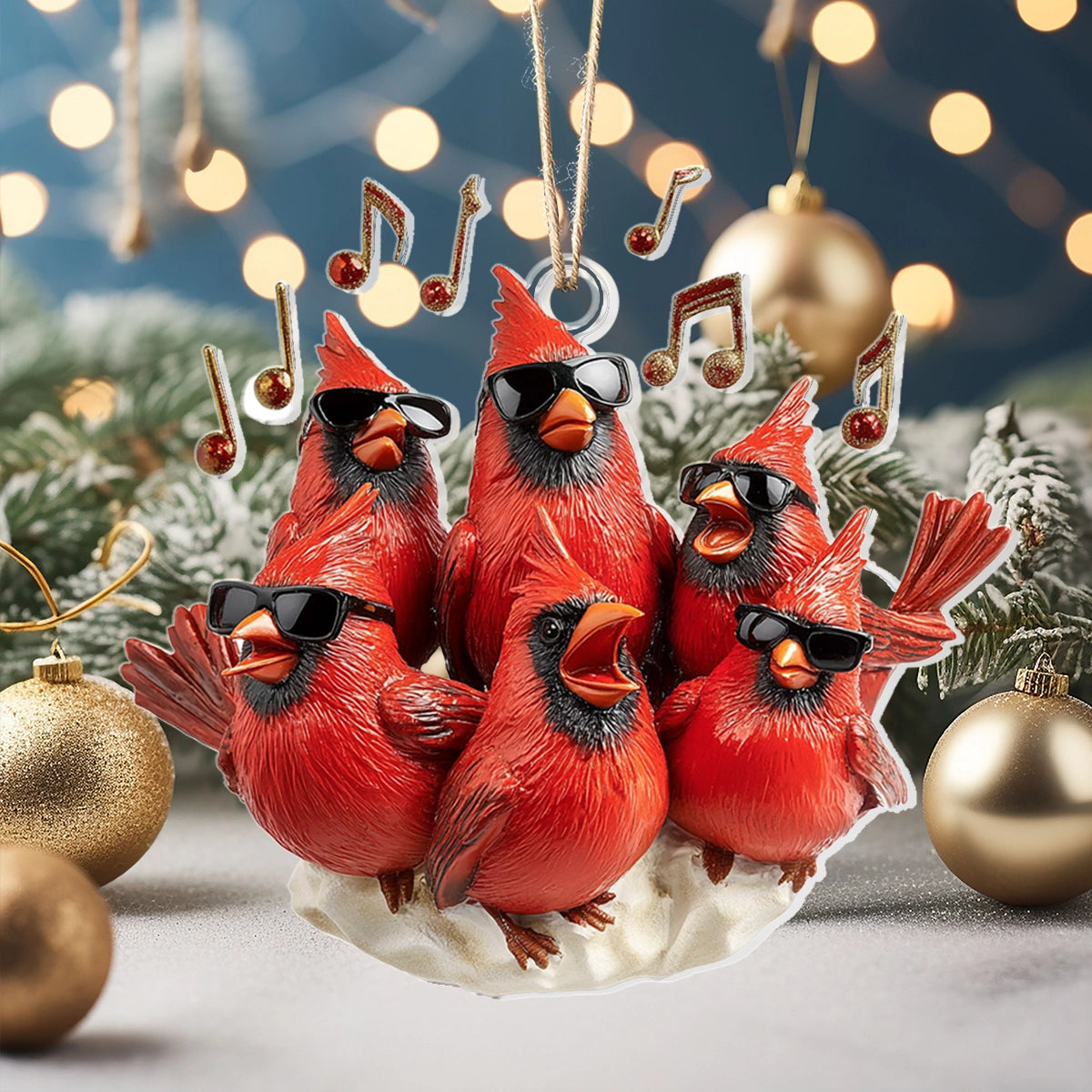 Glänzendes 2D-Acryl-Ornament – Jingle Birds Rock