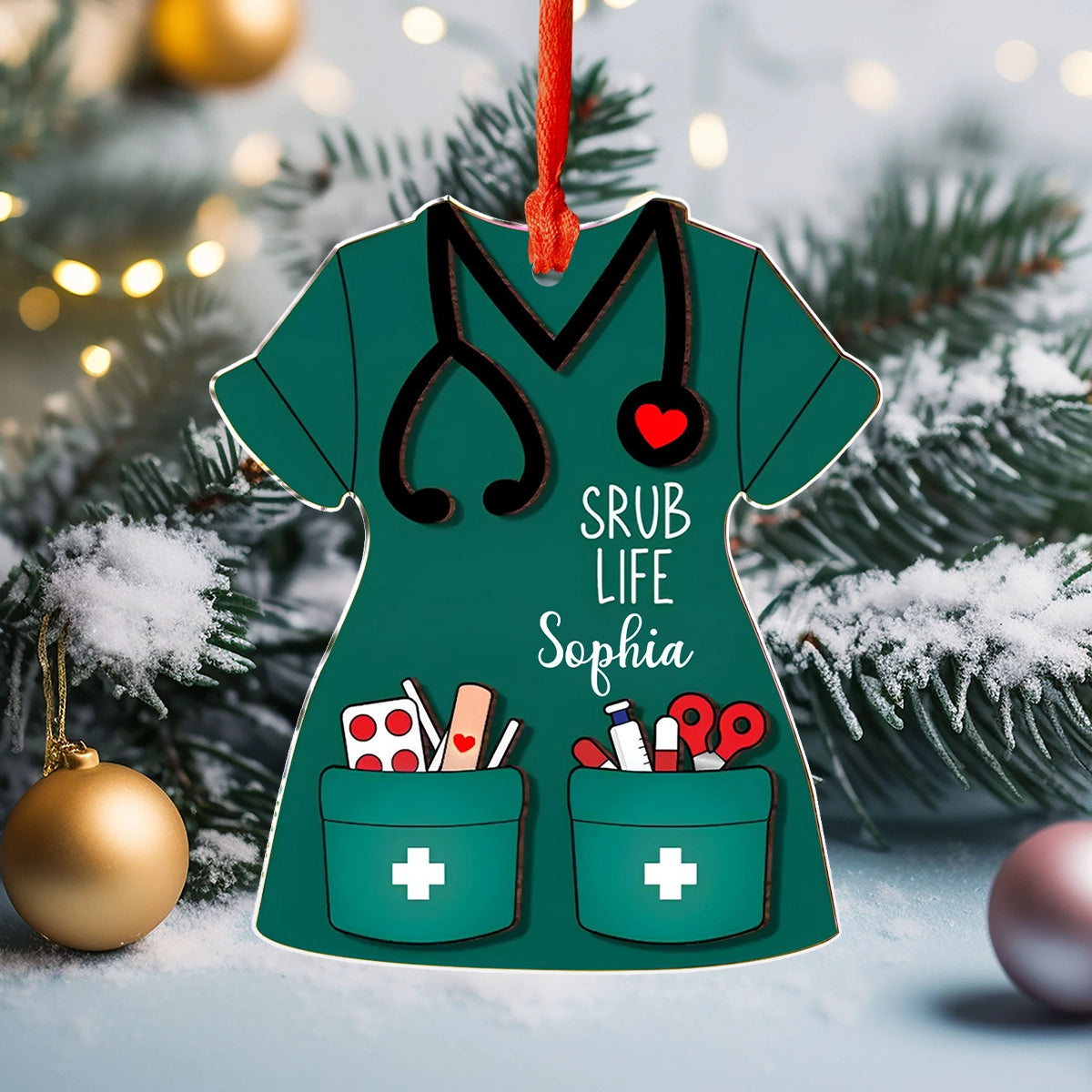 Shineful 2D Acrylic Ornament Personalized Nurse Scrub Life