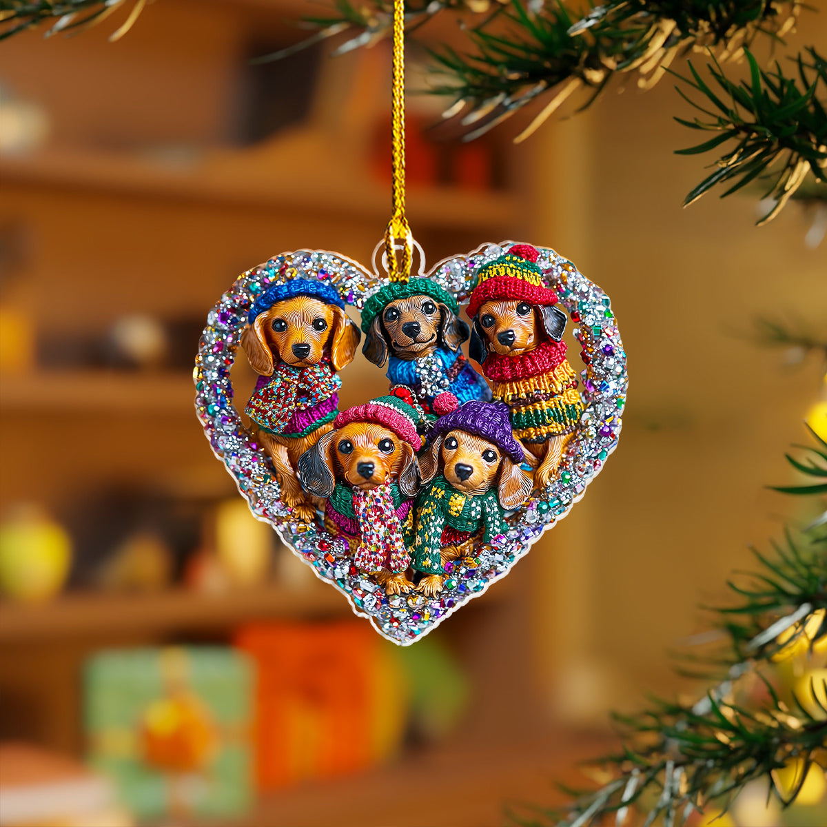 Shineful 2D Acrylic Ornament Sweater Dachshund In My Heart Collection