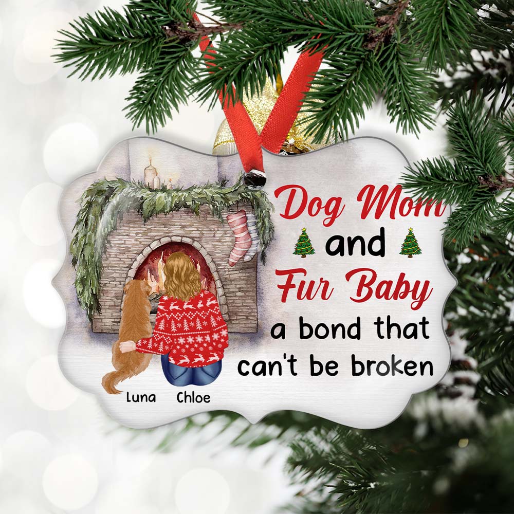 Dog Mom & Fur Baby - Personalized Custom Aluminium Ornament