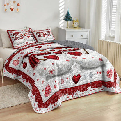 Shineful All Season Quilt 3-Piece Set Snowman Sweethearts