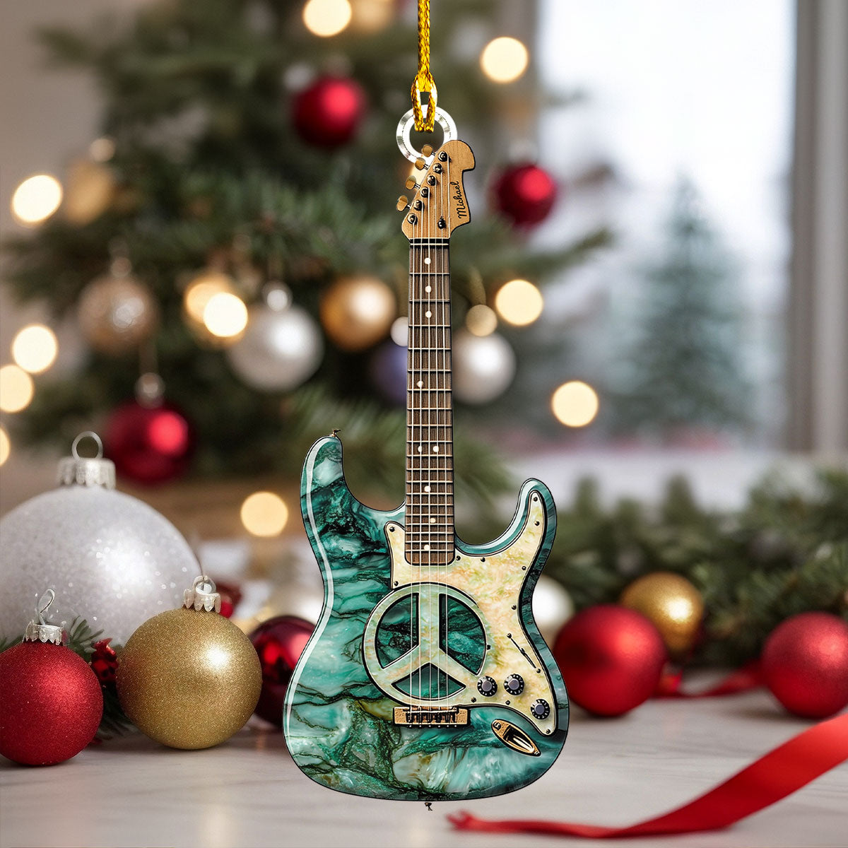 Shineful 2D Acrylic Ornament - Peace Guitar