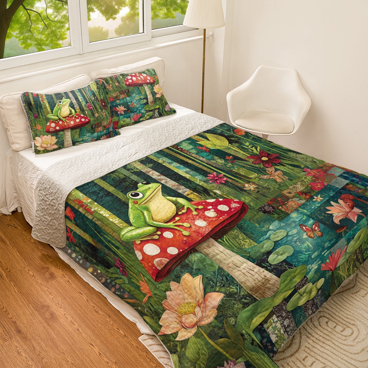 Shineful All Season Quilt 3-Piece Set Froggie's Forest