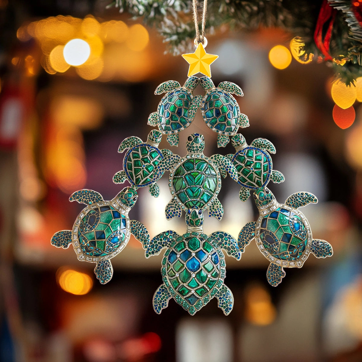 Shineful 2D Acrylic Ornament Christmas Sea Turtle Symphony