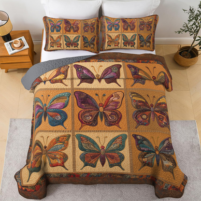 Shineful All Season Quilt 3-Piece Set - Timeless Butterfly Elegance