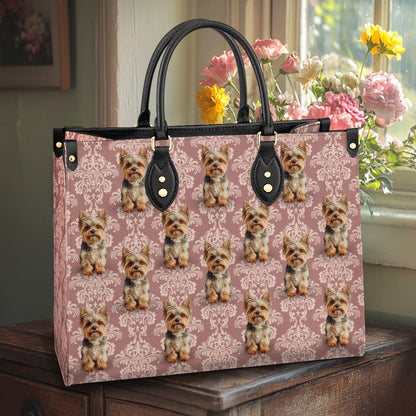 Shineful Leather Bag Elegant Yorkie Bliss