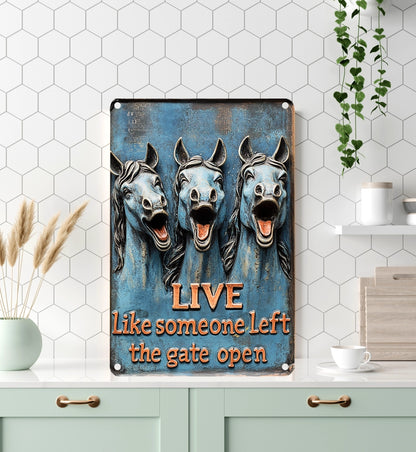 Shineful 2D Metal Sign Live Free Horses