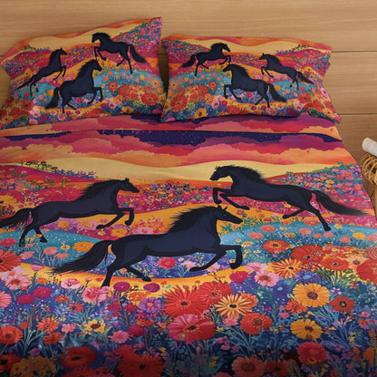 Shineful 4-Piece Bed Sheet Colorful Horses