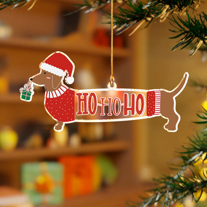 Shineful 2D Acrylic Ornament Dachshund Hohoho