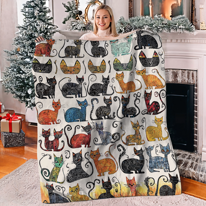 Shineful Fleece Blanket Purrfectly Playful Cats