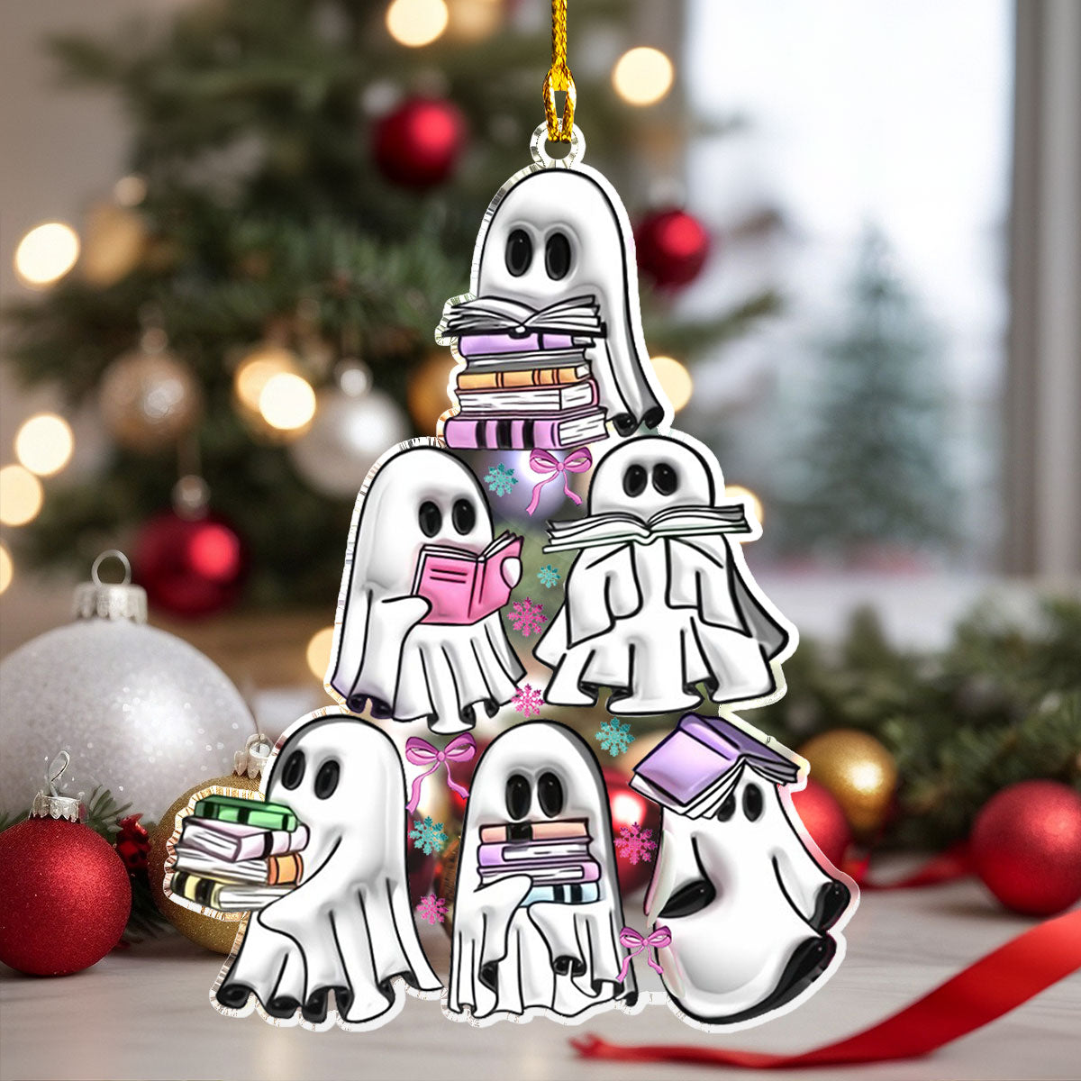 Shineful 2D Acrylic Ornament - Spooky Bookish Ghost