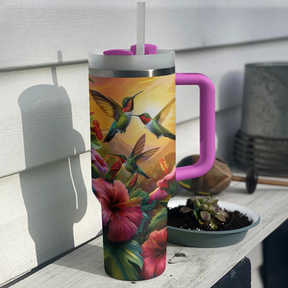 Shineful Tumbler Hummingbird with Flower