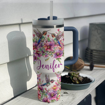 Shiny Tumbler Personalisiert Blumen Kolibri