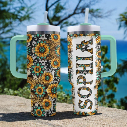 Shineful Tumbler Personalized Sunflower Safari