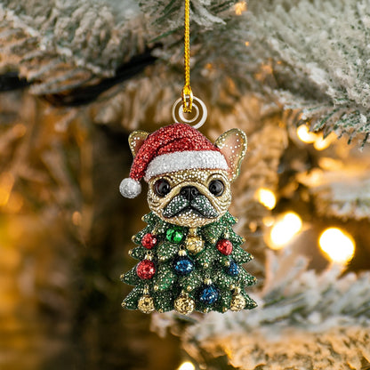 Shineful 2D Acrylic Ornament - Frenchie Christmas Tree