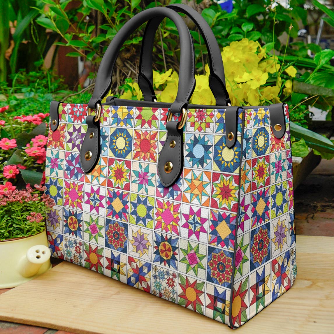 Sac en cuir brillant Blocs de quilting traditionnels 2