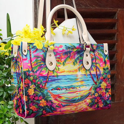 Shineful Leather Bag Sunset Tropical Paradise