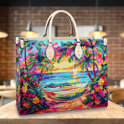 Shineful Leather Bag Sunset Tropical Paradise