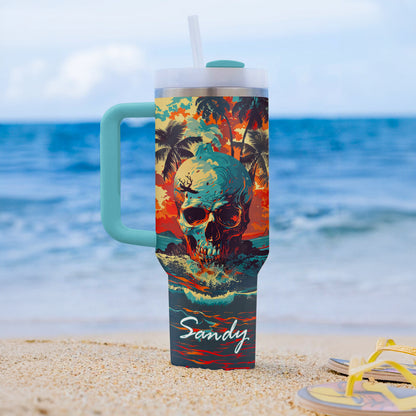 Shineful Tumbler Personalized Tropical Skull Vibes