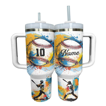 Shineful Personalized Tumbler Baseball Colorful Splashing