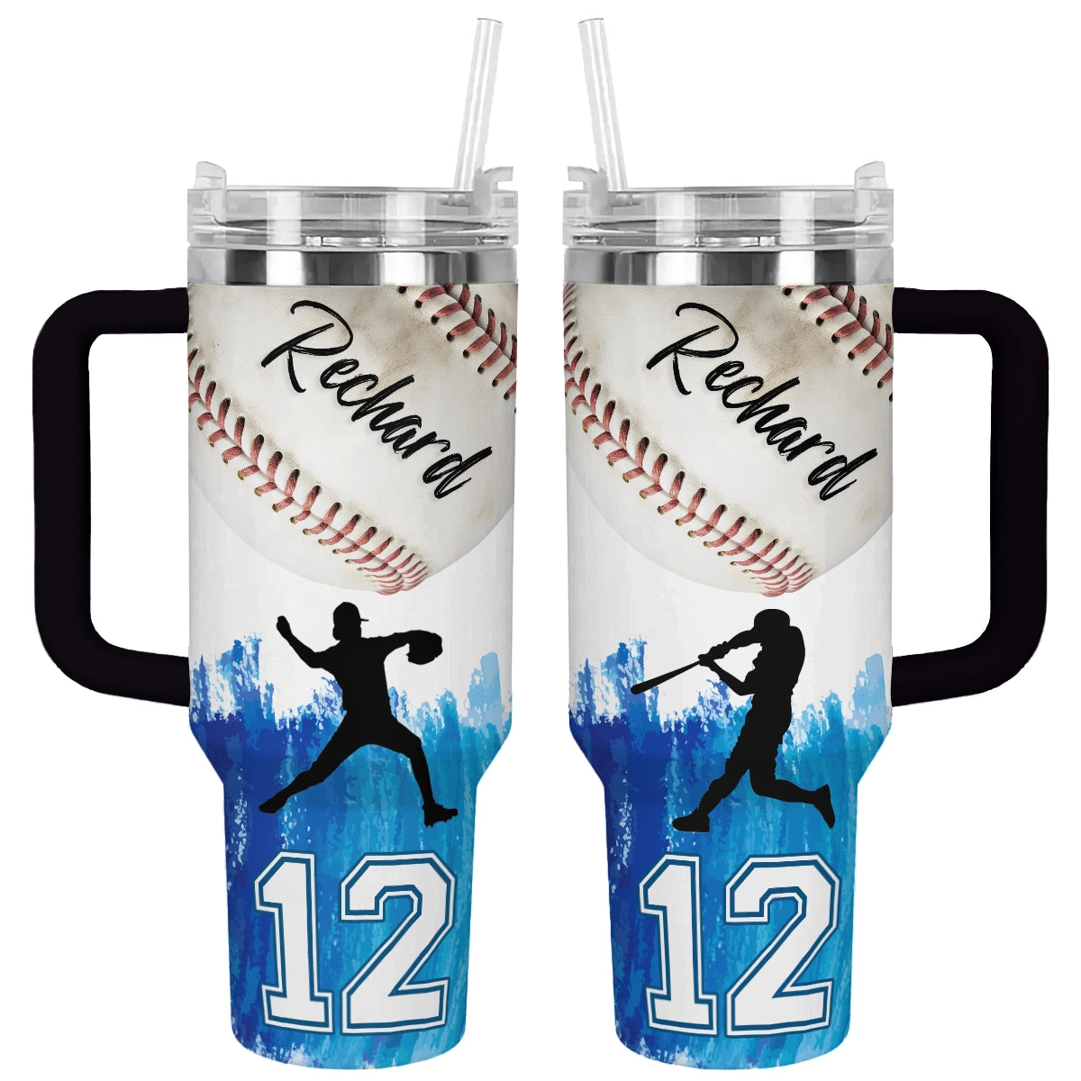 Shiny Tumbler Personalisiert Blau Slugger Baseball