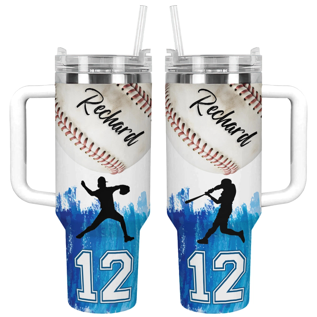 Shiny Tumbler Personalisiert Blau Slugger Baseball