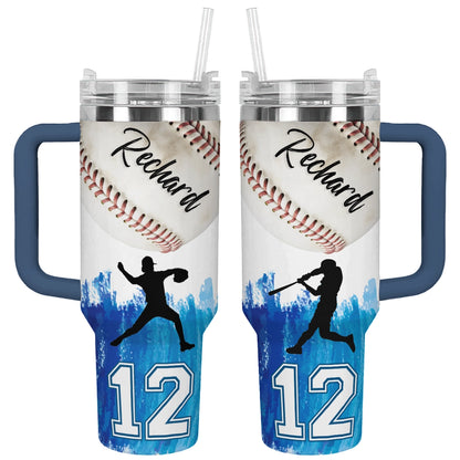 Shiny Tumbler Personalisiert Blau Slugger Baseball