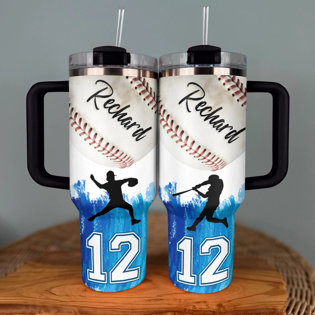 Shiny Tumbler Personalisiert Blau Slugger Baseball