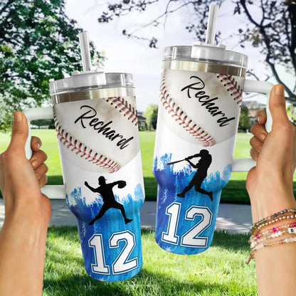 Shiny Tumbler Personalisiert Blau Slugger Baseball