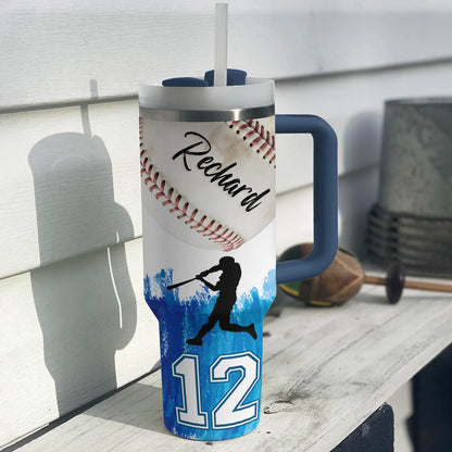 Shiny Tumbler Personalisiert Blau Slugger Baseball