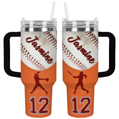 Shiny Tumbler Personalisiert Ich liebe Baseball