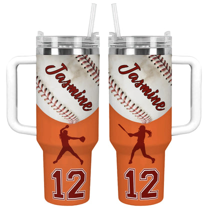 Shineful Tumbler Personalized I Love Baseball