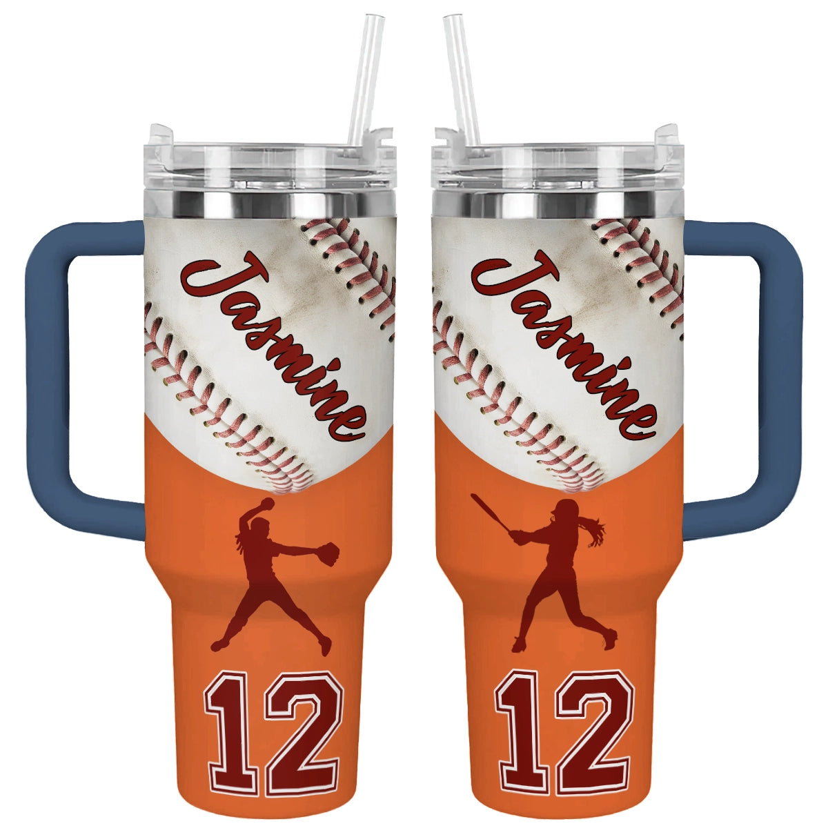 Shiny Tumbler Personalisiert Ich liebe Baseball