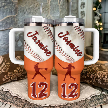 Shineful Tumbler Personalized I Love Baseball