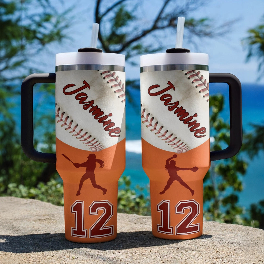 Shineful Tumbler Personalized I Love Baseball