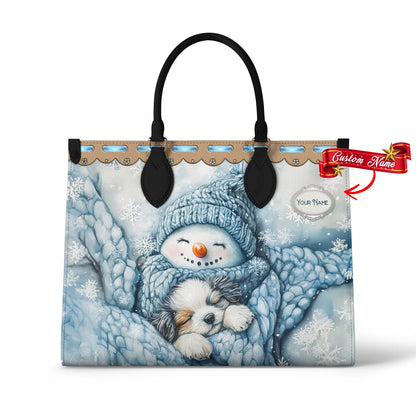 Sac en cuir brillant et douillet en forme de bonhomme de neige