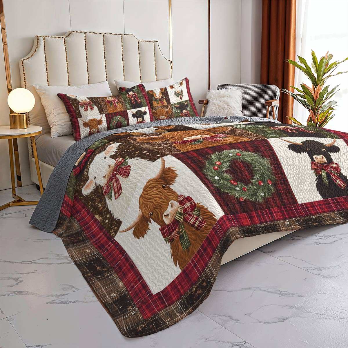 Shineful All Season Quilt 3-Piece Set - Highland Cow Cozy Patch