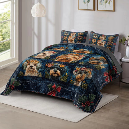 Shineful All Season Quilt 3-Piece Set - Yorkie Floral Dreams