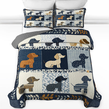 Shineful All Season Quilt 3-Piece Set Dachshund Cute Patchwork