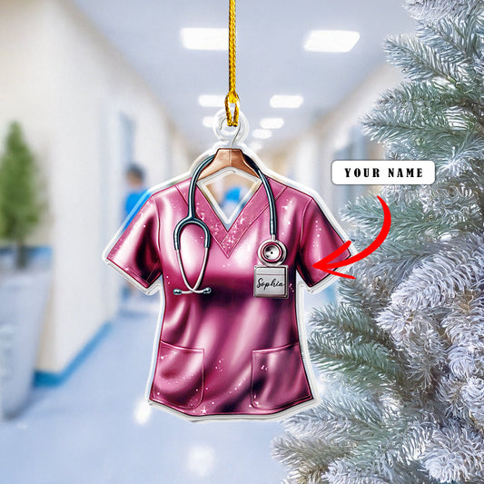 Shineful Personalized 2D Acrylic Ornament - Nurse Scrub Christmas