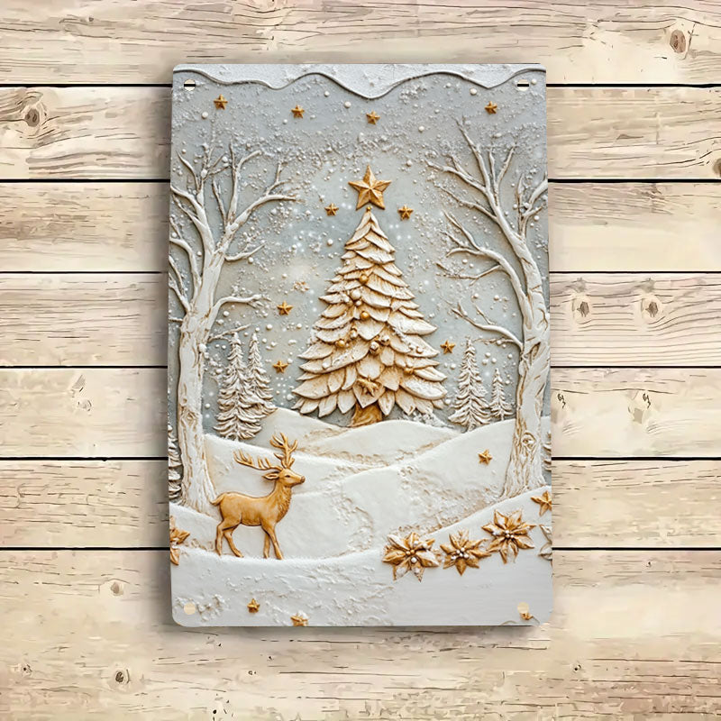 Shineful 2D Metal Sign Golden Reindeer