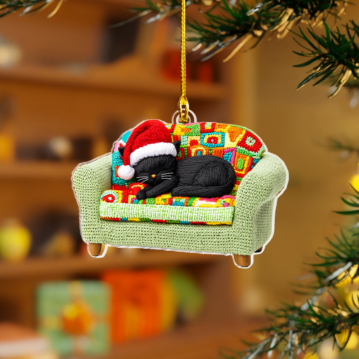 Shineful 2D Acrylic Ornament Christmas Wool Black Cat Collection