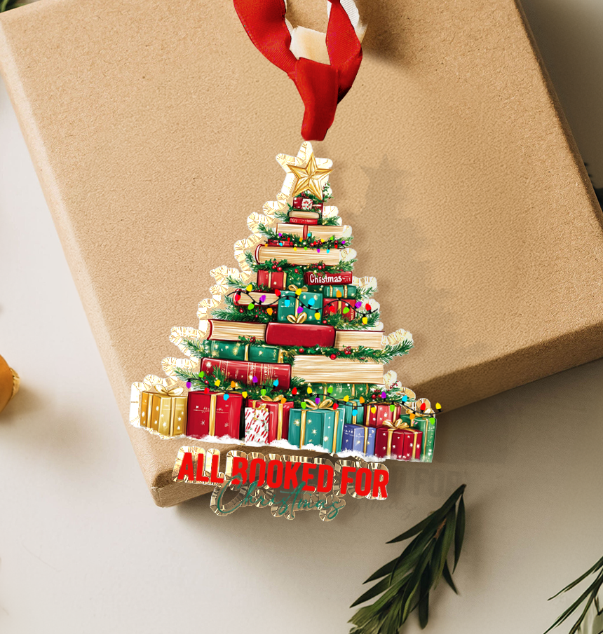 Shineful 2D Acrylic Ornament - Bookstack Pine Tree